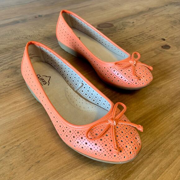 Cliffs White Mountain Womens Sz 8W Shoes Cheryl Tangerine Ballet Flats Summer - Picture 2 of 13